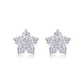 Round Moissanite Floral Cluster Stud Earrings in 925 Sterling Silver