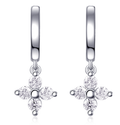 Round-Cut Moissanite Floral Drop Earrings in 925 Sterling Silver