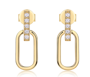 Round-Cut Moissanite Modern Link Drop Earrings in 925 Sterling Silver
