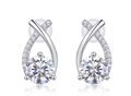 Round-Cut Moissanite Crossover Drop Stud Earrings in 925 Sterling Silver