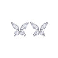 Marquise & Round-Cut Moissanite Butterfly Cluster Stud Earrings in 925 Sterling Silver