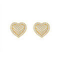 Round-Cut Moissanite Pavé Heart Stud Earrings in 925 Sterling Silver