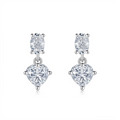 Heart-Cut Moissanite Two-Stone Drop Stud Earrings in 925 Sterling Silver