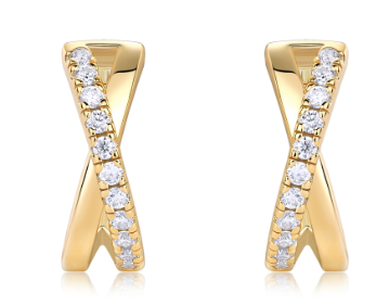Round-Cut Moissanite Twisted Crossover Huggie Earrings in 925 Sterling Silver