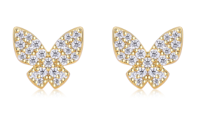 Round-Cut Moissanite Butterfly Cluster Stud Earrings in 925 Sterling Silver