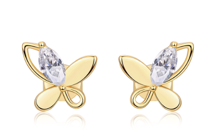 Marquise-Cut Moissanite Butterfly Stud Earrings in 925 Sterling Silver