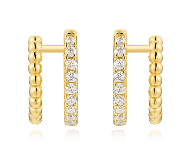 Round-Cut Moissanite Pave Huggie Hoop Earrings in 925 Sterling Silver