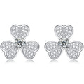 Round-Cut Moissanite Lucky Clover Floral Stud Earrings in 925 Sterling Silver