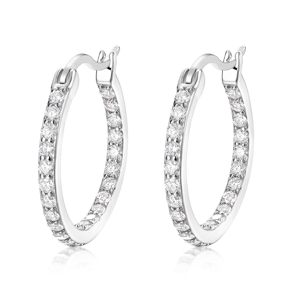 Round-Cut Moissanite Pavé Oval Hoop Earrings in 925 Sterling Silver