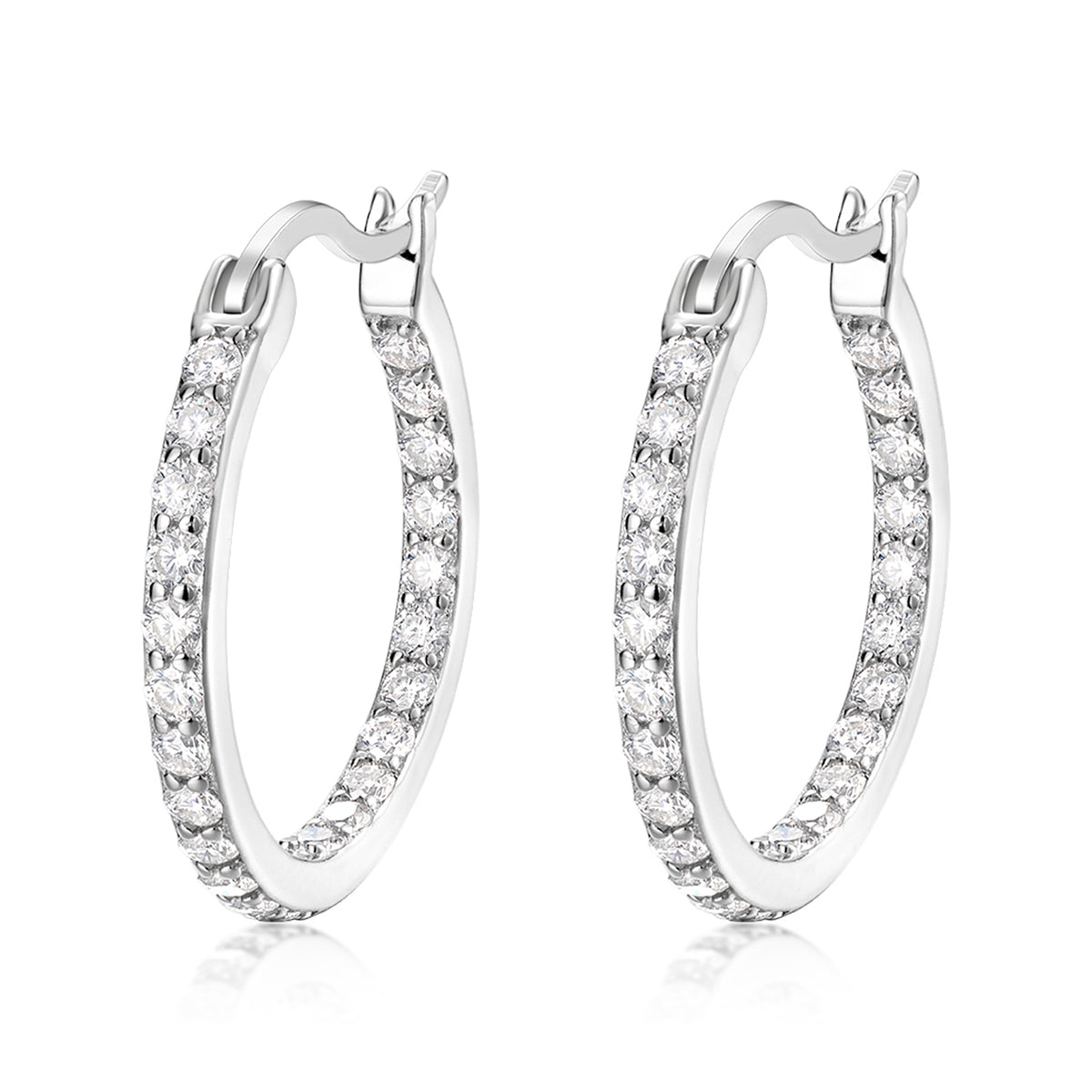 Round-Cut Moissanite Pavé Oval Hoop Earrings in 925 Sterling Silver