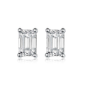 Emerald-Cut Moissanite Classic Four-Prong Stud Earrings in 925 Sterling Silver