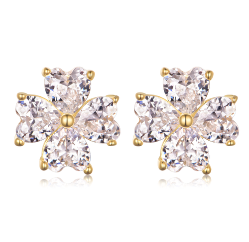 Heart-Cut Moissanite Floral Cluster Stud Earrings in 925 Sterling Silver