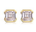 Asscher-Cut Moissanite Bezel Stud Earrings in 925 Sterling Silver