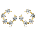 Round-Cut Moissanite Curved Climber Drop Earrings in 925 Sterling Silver
