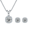 Round-Cut Moissanite Cushion Halo Stud Earrings in 925 Sterling Silver