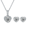 Round-Cut Moissanite Heart Halo Stud Earrings in 925 Sterling Silver