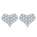 Round-Cut Moissanite Heart Cluster Stud Earrings in 925 Sterling Silver