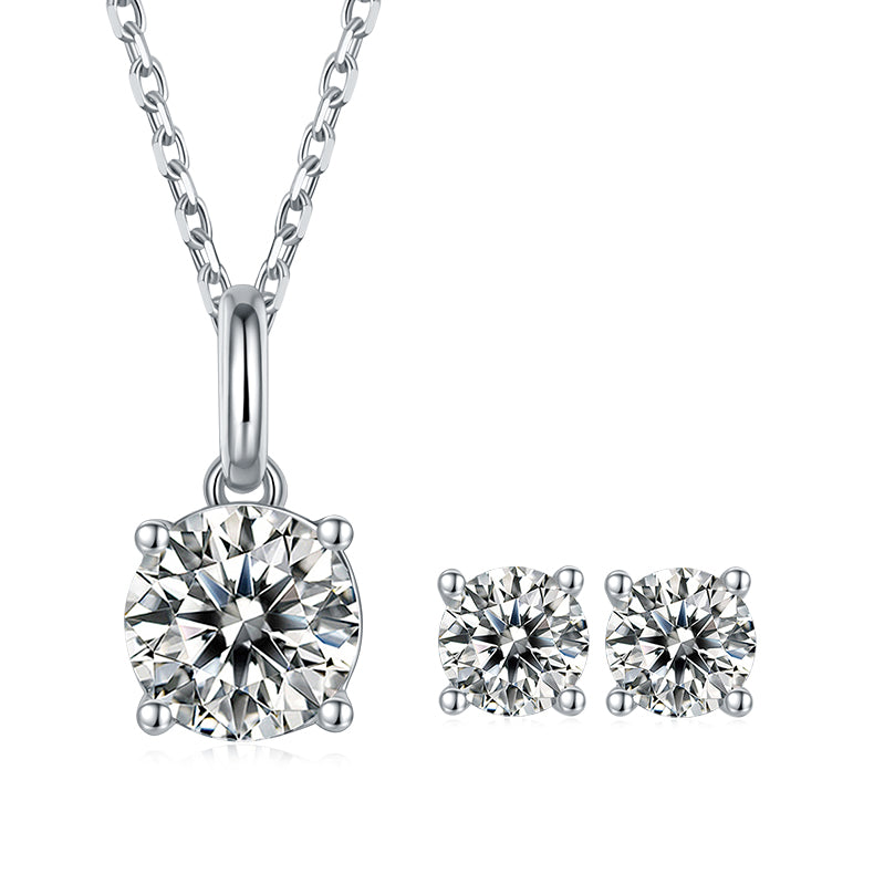 Round-Cut Moissanite Classic Four-Prong Stud Earrings in 925 Sterling Silver