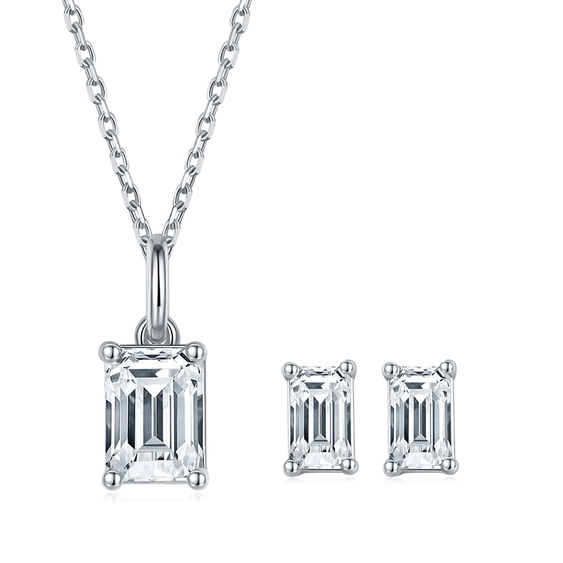 Emerald-Cut Moissanite Minimalist Solitaire Stud Earrings in 925 Sterling Silver