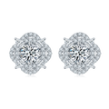 Round-Cut Moissanite Floral Halo Stud Earrings in 925 Sterling Silver
