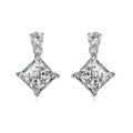 Princess-Cut Moissanite Dangle Drop Earrings in 925 Sterling Silver