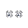 Asscher-Cut Moissanite Square Halo Stud Earrings in 925 Sterling Silver