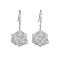 Round-Cut Moissanite Camellia Floral Drop Earrings in 925 Sterling Silver