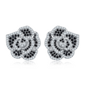 Round-Cut Moissanite Camellia Floral Stud Earrings in 925 Sterling Silver