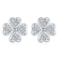 Moissanite Four-Leaf Clover Floral Stud Earrings in 925 Sterling Silver