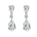Pear-Cut Moissanite Three-Stone Drop Earrings in 925 Sterling Silver